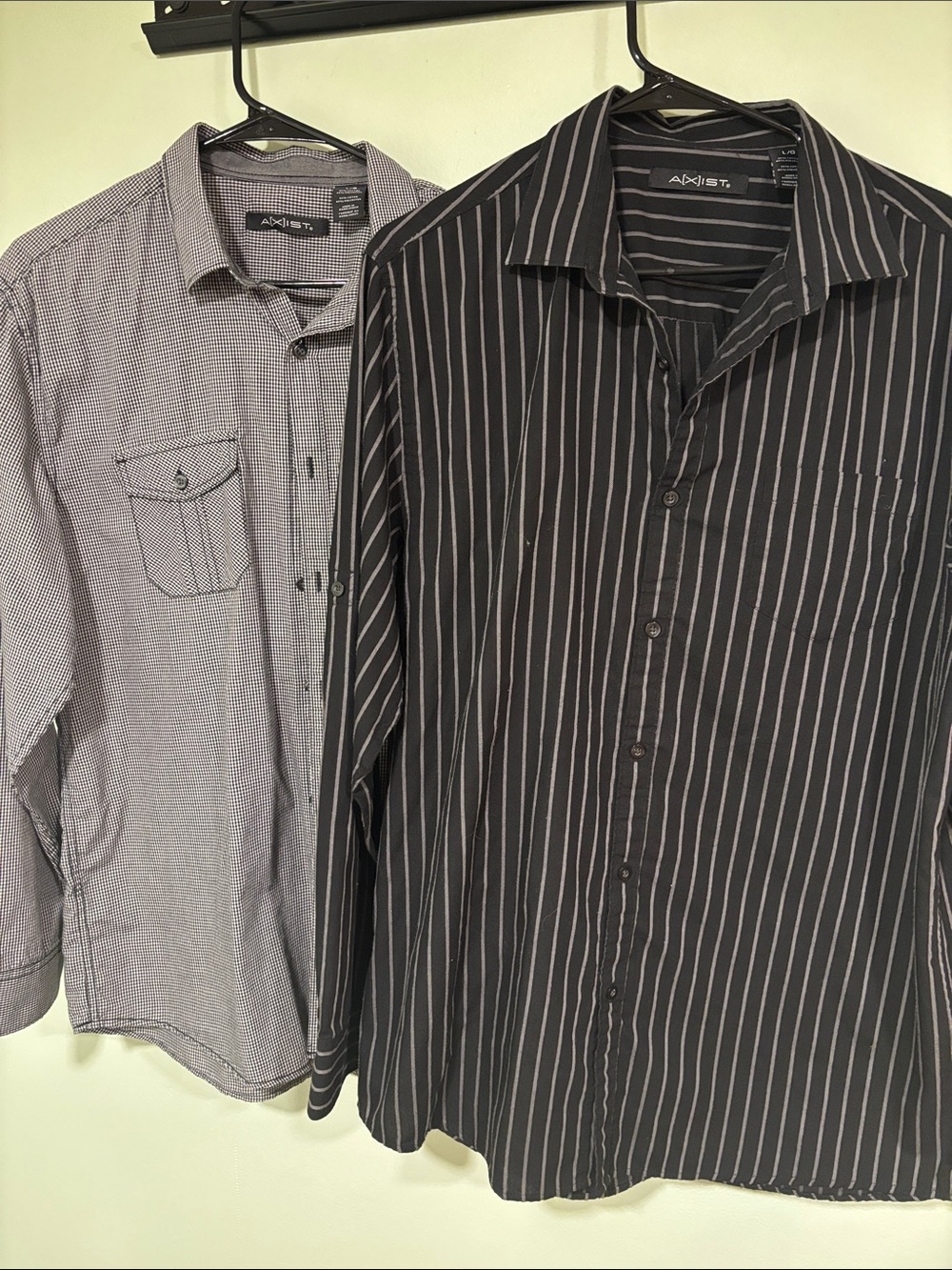 Axist Black Pinstripe Long-Sleeve Button Shirt Set of 2